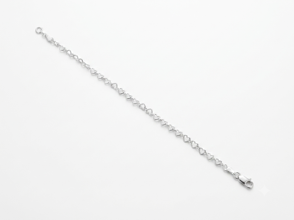 Pulseira de Elo Coração em Prata 925 - Demonstre Seu Amor com Elegância