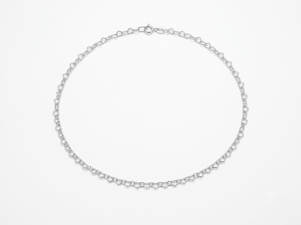 Choker Corações Vazados em Prata — 40 cm