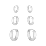 Trio de Argolas Lisas em Prata 925