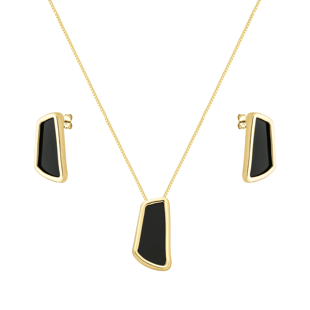 Conjunto Dourado Estilo Orgânico Preto