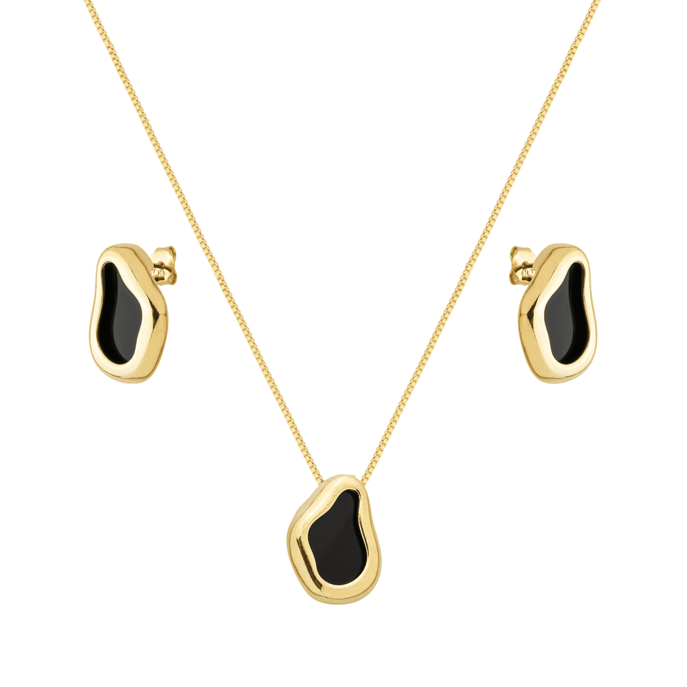 Conjunto Dourado Formato Orgânico Preto