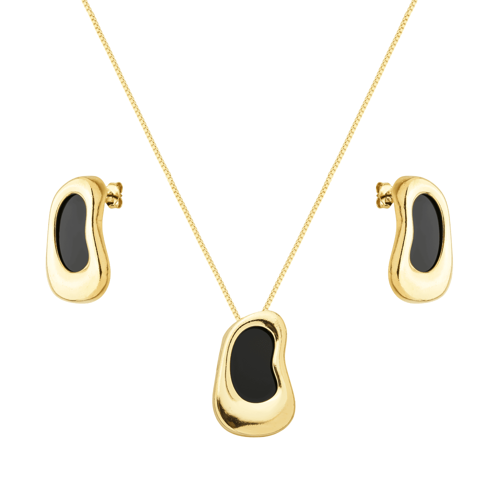 Conjunto Dourado Orgânico Preto